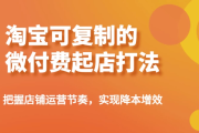 淘宝可复制的微付费起店打法