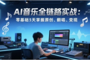 AI音乐全链路实战变现课：零基础3天掌握原创、翻唱、变现