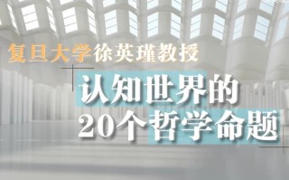 复旦徐英瑾教授《哲学20讲》，认知世界的20个核心命题