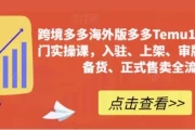 跨境多多海外版多多Temu12天快速入门实操课，入驻、上架、审版、核价、备货、正式售卖全流程