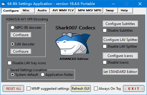 Shark007 Codecs(多媒体编解码器套件) v20.3 便携版 Shark007 Codecs(多媒体编解码器套件) v20.3 便携版