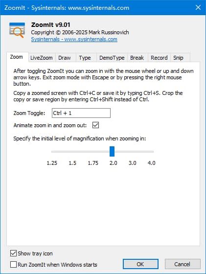 Sysinternals ZoomIt(微软放大镜工具) v9.01 绿色版
