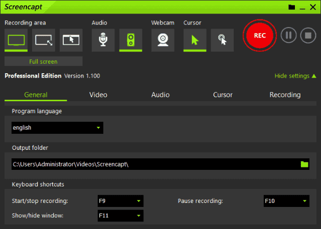 ASCOMP Screencapt Pro(屏幕捕捉录制工具) v2.005 多语便携版