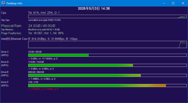 Desktop Info(桌面上显示实时系统信息) v3.21.0 绿色版