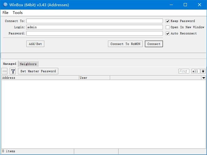 WinBox(远程配置管理ROS软路由工具) v3.43 绿色版